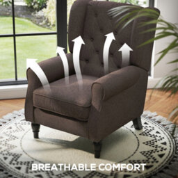 Homcom Accent Armchair Home Furniture Retro Tufted Club Wood Fabric, Brown - thumbnail 6