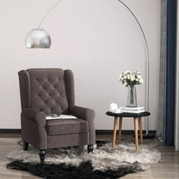 Homcom Accent Armchair Home Furniture Retro Tufted Club Wood Fabric, Brown