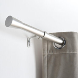 Ohs Curtain Pole Extendable 28mm Metal Finnials Twist End Rod 120-200Cm, Silver - thumbnail 1