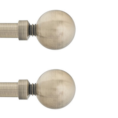 Toolty Curtain Rod Pole Finials Plain Ball - 19 mm Antique Brass - Durable Metal Construction - Pair - image 1