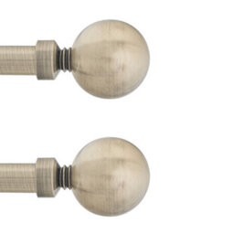 Toolty Curtain Rod Pole Finials Plain Ball - 19 mm Antique Brass - Durable Metal Construction - Pair - thumbnail 1