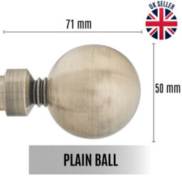 Toolty Curtain Rod Pole Finials Plain Ball - 19 mm Antique Brass - Durable Metal Construction - Pair - thumbnail 2