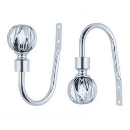 A.unique Home Pair Of Geo Ball Metal Holdbacks With Fittings  - Nickel - thumbnail 3