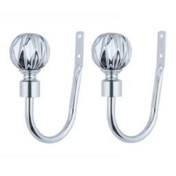 A.unique Home Pair Of Geo Ball Metal Holdbacks With Fittings  - Nickel - thumbnail 2