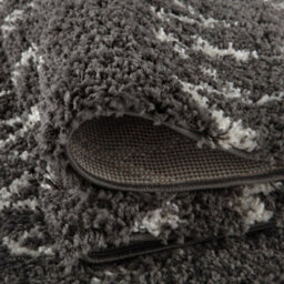 The Rugs Moroccan Shaggy Rugs And Runners Soft Fluffy Tribal Design High Pile Dark Grey And Ivory Living Room Kitchen Hallway 940 - thumbnail 8