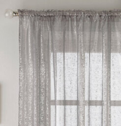 Tyrone Textiles Pair Of Pandora Grey Glittery Metallic Print Panel With Rod Pocket Header 137 Cms - thumbnail 2