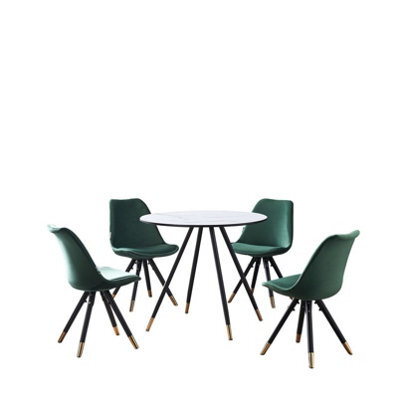 Life Interiors Sofia Dorchester Lux Dining Set, A Table And Chairs Set Of 4, White/green - image 1