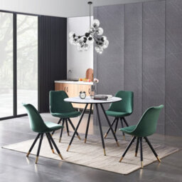Life Interiors Sofia Dorchester Lux Dining Set, A Table And Chairs Set Of 4, White/green - thumbnail 2