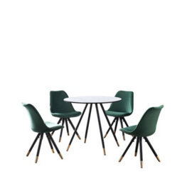 Life Interiors Sofia Dorchester Lux Dining Set, A Table And Chairs Set Of 4, White/green - thumbnail 1