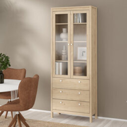 Furniture To Go Madrid China Cabinet 2 Doors With Glass + 3 Drawers In Jackson Hickory Oak - thumbnail 8