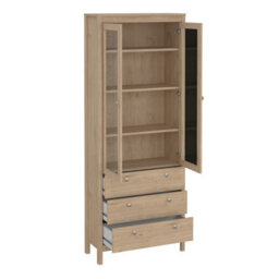 Furniture To Go Madrid China Cabinet 2 Doors With Glass + 3 Drawers In Jackson Hickory Oak - thumbnail 5