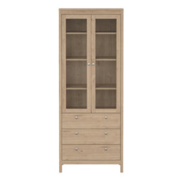 Furniture To Go Madrid China Cabinet 2 Doors With Glass + 3 Drawers In Jackson Hickory Oak - thumbnail 2