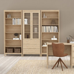 Furniture To Go Madrid China Cabinet 2 Doors With Glass + 3 Drawers In Jackson Hickory Oak - thumbnail 7
