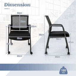 2Pcs Office Guest Chairs Meeting Room Conference Chair On Wheels - thumbnail 2