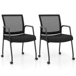 2Pcs Office Guest Chairs Meeting Room Conference Chair On Wheels - thumbnail 1