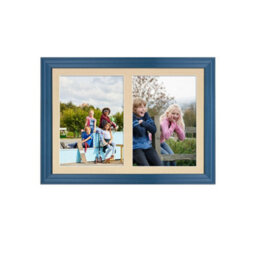 AK Frames 20X14 Navy Blue Classic Multi Photo Frame With Ivory Mount - Holds 2 Apertures (2X) A4 Photos - thumbnail 1