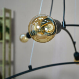 Valuelights Sandie Industrial 6 Way Black Suspended Cross Over Ceiling Pendant Light Fitting - Led Filament Bulbs In Warm White - thumbnail 3