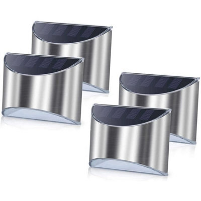 4Pcs Stainless Steel Security Solar Wall Lights Outdoor Fence Post Step Lights - image 1