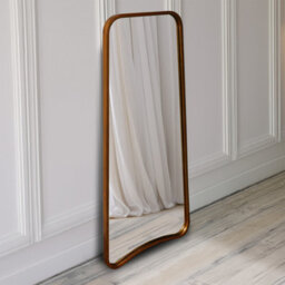 Agenzia 14 Large Modern Gold Curved Metal Frame Full Length Wall Mirror 122 X 58Cm - thumbnail 4