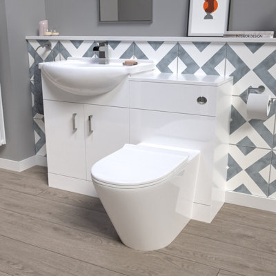 Nes Home 1150mm White Vanity Unit With Basin, Wc Unit & Round Btw Toilet - image 1