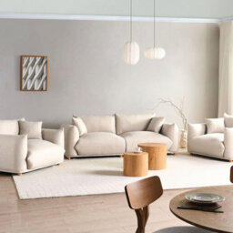 Wyld And Coco Luxliving 5-Seater Fabric Sofa Set In Light Beige Polyester With Scatter Cushions - thumbnail 2
