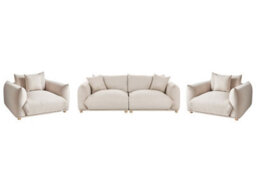 Wyld And Coco Luxliving 5-Seater Fabric Sofa Set In Light Beige Polyester With Scatter Cushions - thumbnail 3