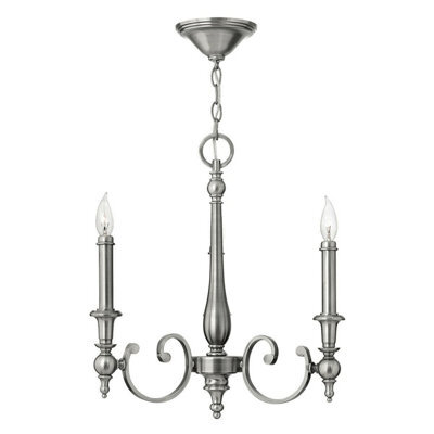 Elegant 3-Bulb Antique Nickel Chandelier Pendant Light With Led E14 Bulbs
