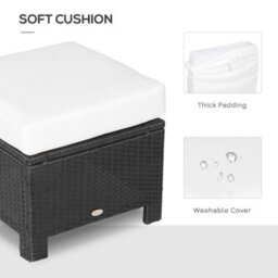 Wyld Haus Lupara Black Rattan Square Outdoor Footstool With White Cushioned Seat, 50 X 50 X 35 Cm - thumbnail 5