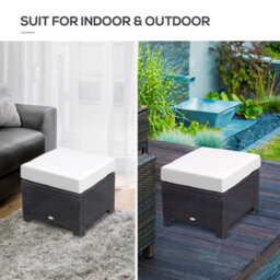 Wyld Haus Lupara Black Rattan Square Outdoor Footstool With White Cushioned Seat, 50 X 50 X 35 Cm - thumbnail 6
