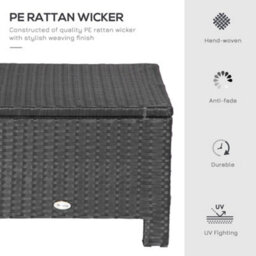 Wyld Haus Lupara Black Rattan Square Outdoor Footstool With White Cushioned Seat, 50 X 50 X 35 Cm - thumbnail 4
