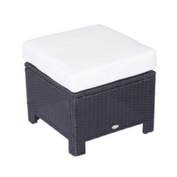 Wyld Haus Lupara Black Rattan Square Outdoor Footstool With White Cushioned Seat, 50 X 50 X 35 Cm - thumbnail 2