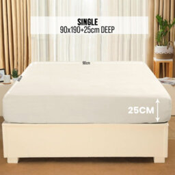 Aspire Homeware Cream Fitted Sheet-(25Cm) Deep Hotel Quality -Breathable Fitted Bed Sheets Single (L)190Cm X (W)91Cm - thumbnail 7