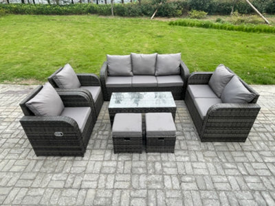 Fimous Patio Garden Furniture Sets Wicker Outdoor Rattan Furniture Sofa Sets With Coffee Table Reclining Chair Love Seat Sofa - image 1