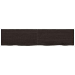 Berkfield Wall Shelf Dark Brown 220X50X(2-4) Cm Treated Solid Wood Oak - thumbnail 4