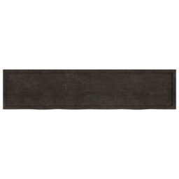 Berkfield Wall Shelf Dark Brown 220X50X(2-4) Cm Treated Solid Wood Oak - thumbnail 5
