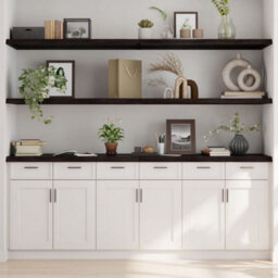 Berkfield Wall Shelf Dark Brown 220X50X(2-4) Cm Treated Solid Wood Oak - thumbnail 1