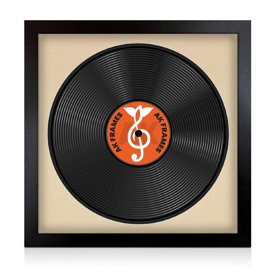 "16X16"" Matte Black Modern Vinyl Record Frame With Ivory Mount For 12 Inch Lp Disc - Ak Frames" - image 1
