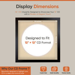 "16X16"" Matte Black Modern Vinyl Record Frame With Ivory Mount For 12 Inch Lp Disc - Ak Frames" - thumbnail 2