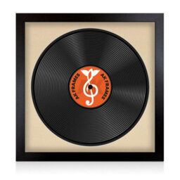 "16X16"" Matte Black Modern Vinyl Record Frame With Ivory Mount For 12 Inch Lp Disc - Ak Frames" - thumbnail 1