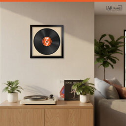 "16X16"" Matte Black Modern Vinyl Record Frame With Ivory Mount For 12 Inch Lp Disc - Ak Frames" - thumbnail 5
