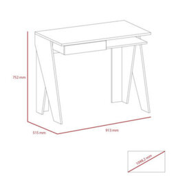 Core Products White Dallas Home Office Desk With Drawer, H75.2Cm X W91.3Cm - thumbnail 6