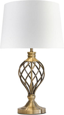 Lighting Supermarket Hepburn Large Barley Twist Table Lamp Antique Brass With Ivory Gold Shade 61Cm - image 1