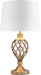 Lighting Supermarket Hepburn Large Barley Twist Table Lamp Antique Brass With Ivory Gold Shade 61Cm - thumbnail 2