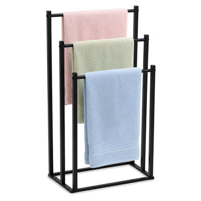 Divchi Freestanding Towel Rail, 3 Tier Towel Drying Stand, Black - image 1