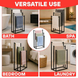 Divchi Freestanding Towel Rail, 3 Tier Towel Drying Stand, Black - thumbnail 7