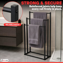 Divchi Freestanding Towel Rail, 3 Tier Towel Drying Stand, Black - thumbnail 6