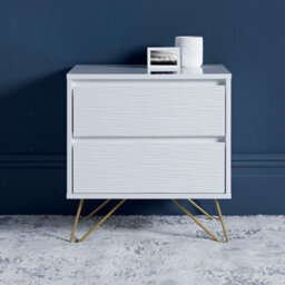 Fusion 2 Drawer White Bedside Table With Brass Feet - thumbnail 1