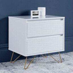 Fusion 2 Drawer White Bedside Table With Brass Feet - thumbnail 2