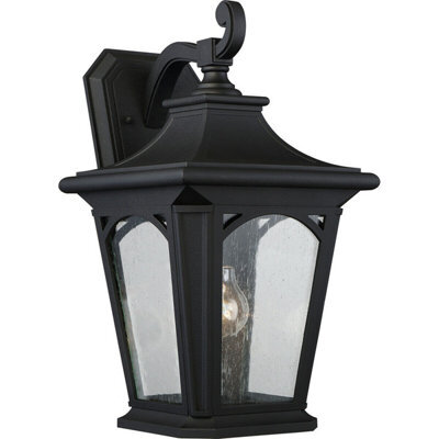 Stylish Outdoor Ip44 Wall Light Sconce In Mystic Black With E27 Socket For 100W Bulbs
