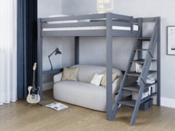 Flair Noomi Studio Loft Bed Double Wooden Hgh Sleeper - Grey - thumbnail 2